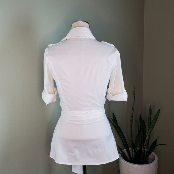 Diane Von Firstenberg White Wrap Blouse Sz 2 - Picture 5 of 5